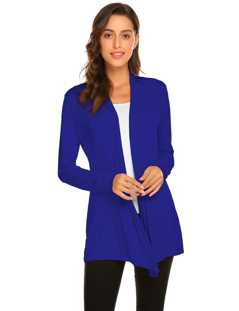 Newchoice Women's Soft Drape Open Front Cardigans Loose Casual Lightweight Long Sleeve Cardigan Sweaters All Seasons (Royal Blue, L) - Image 1